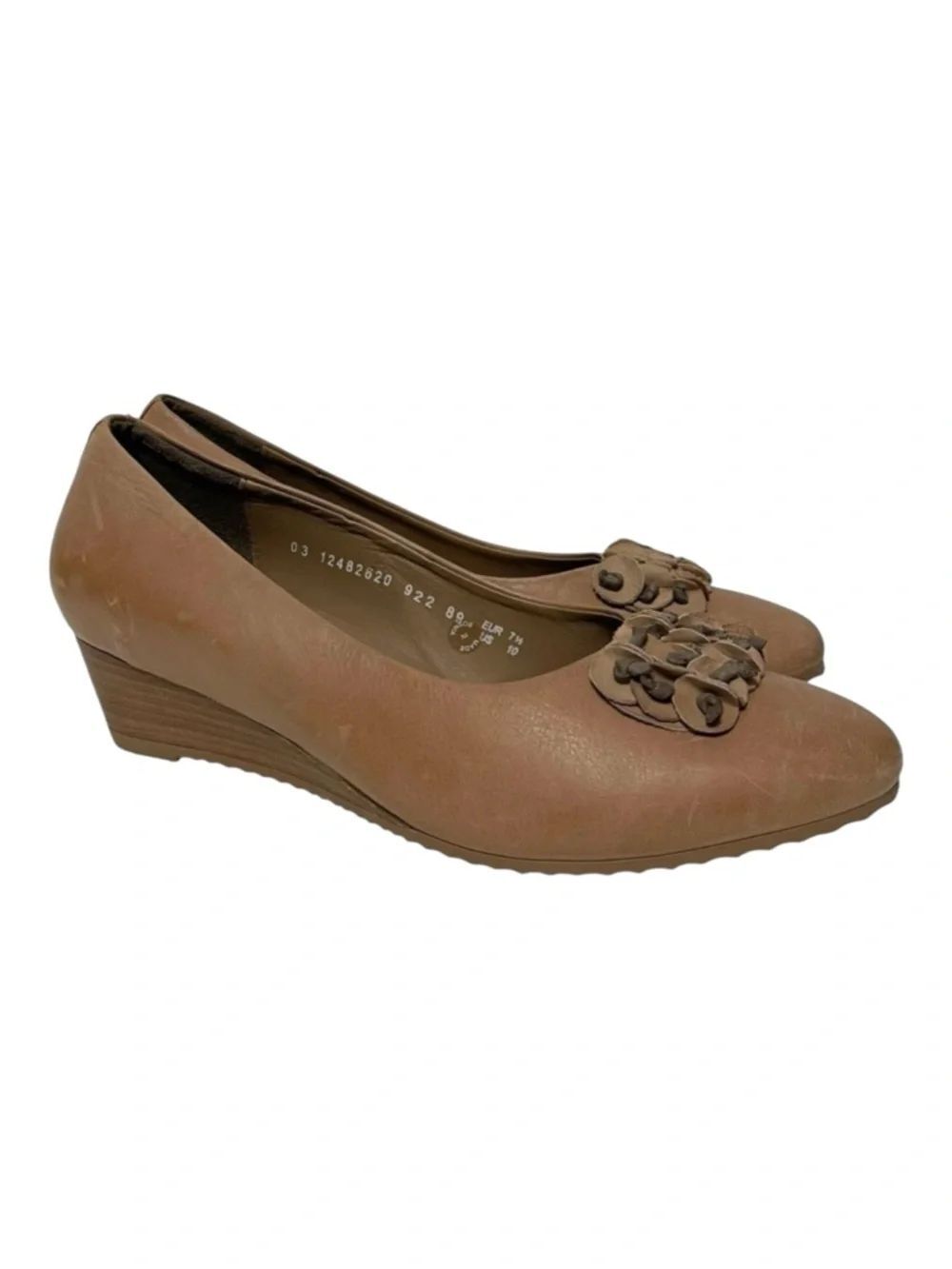 MEPHISTO Leather Round Toe Comfort Wedge Heels 10